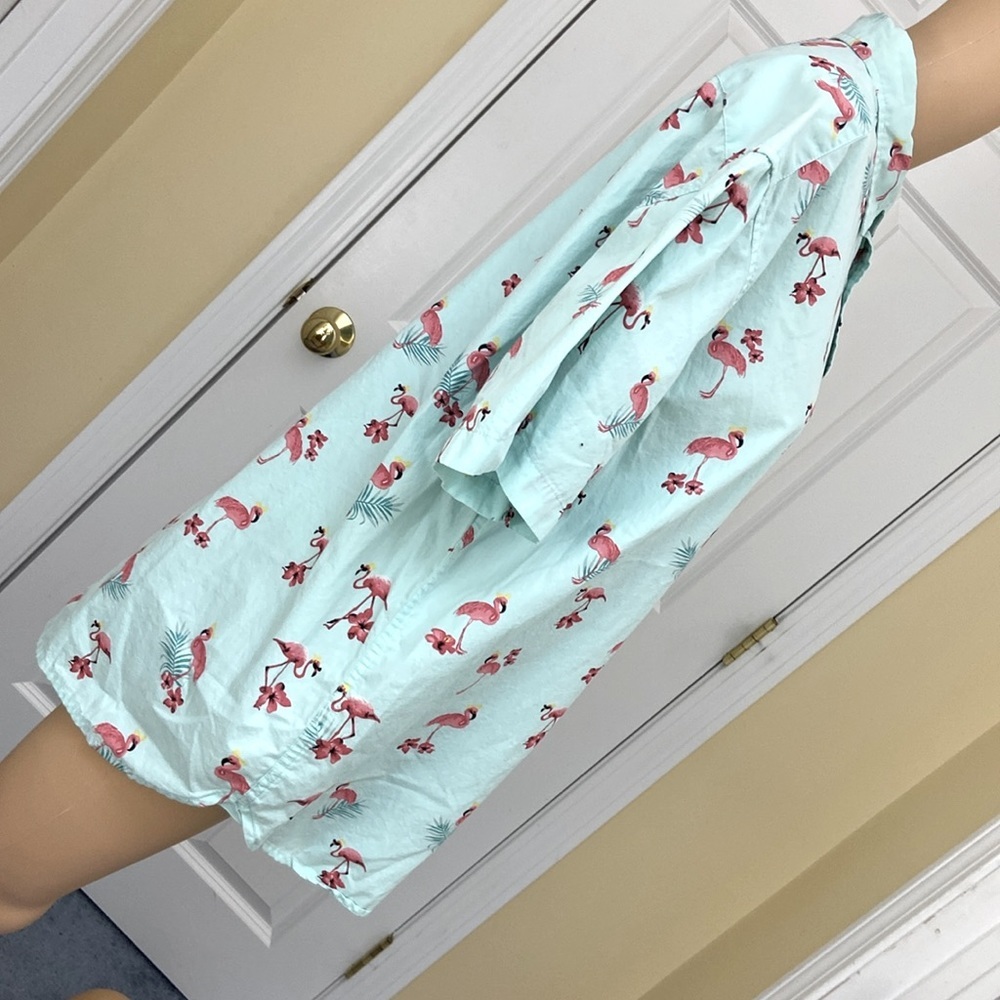 Denim & Flower light turquoise/sea green? flamingo button up size XL slim fit - Picture 5 of 10